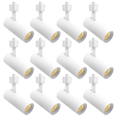 Rail d'éclairage à DEL 2,5 pouces Luxrite, 5CCT, CRI90, 20W, 1500LM, inclinable réglable 358 ° + 90 °, tête d'éclairage sur rail de type H, à intensité variable, ETL, paquet de 12 rond blanc