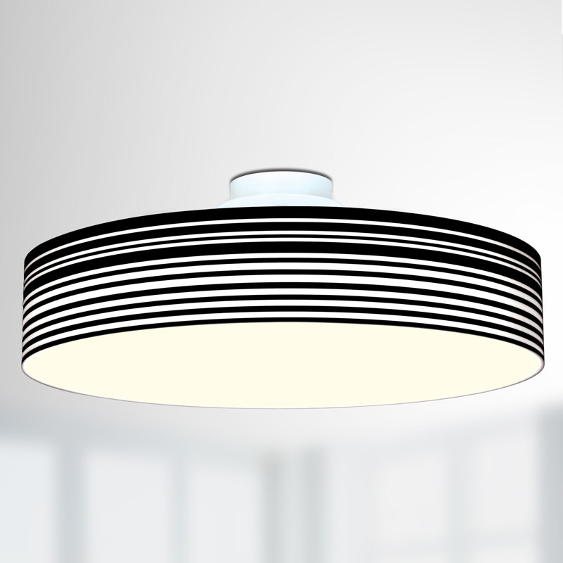 Plafonnier semi-encastré 1 lumière DEL Ara-Oluwa, Noir, H 6,66 po x l 23,62 po x P 23,62 po