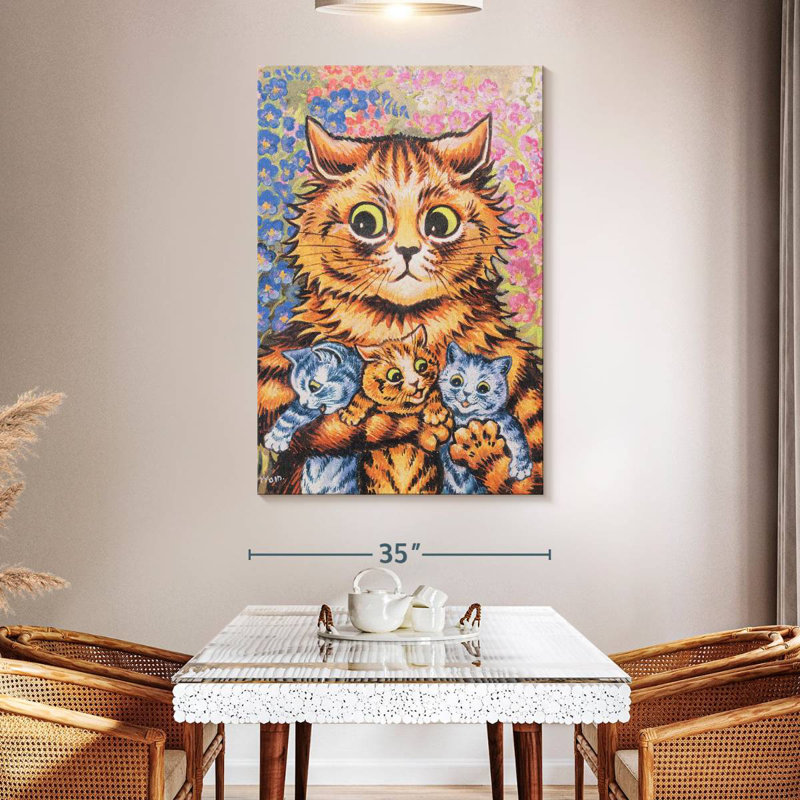 Brampt A Cat With Her Kittens, 51" H x 34" W