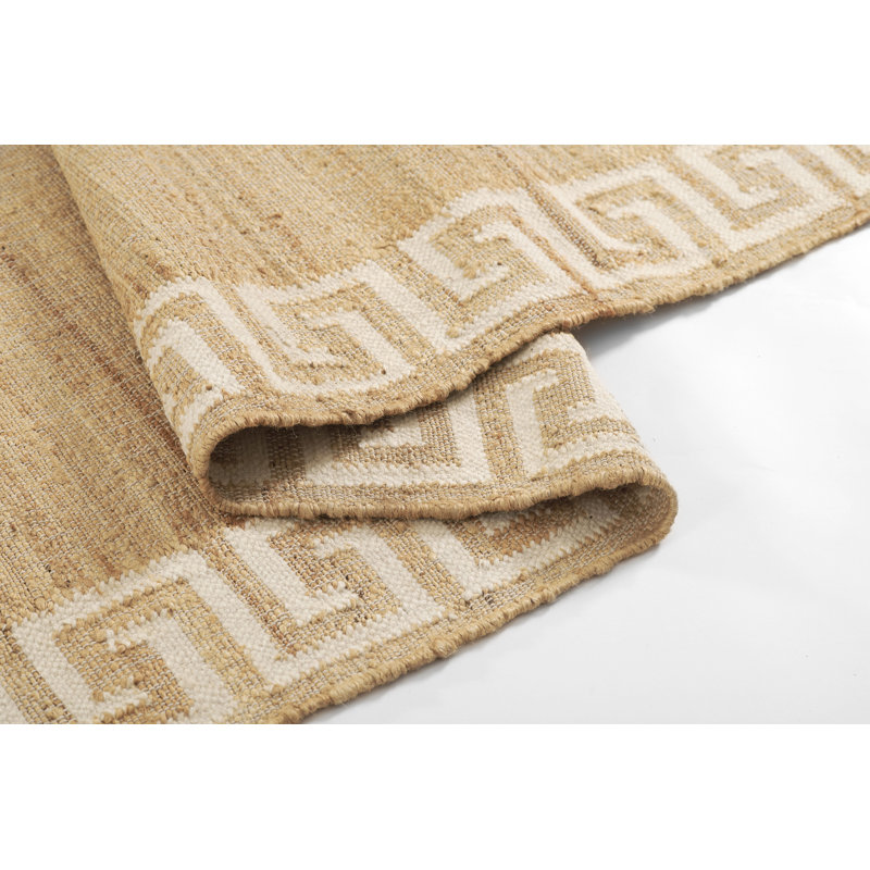 Erin Gates by Momeni Orchard Greek Key Jute and Wool Hand Woven Ivory Area Rug, Rectangle 2' x 3'