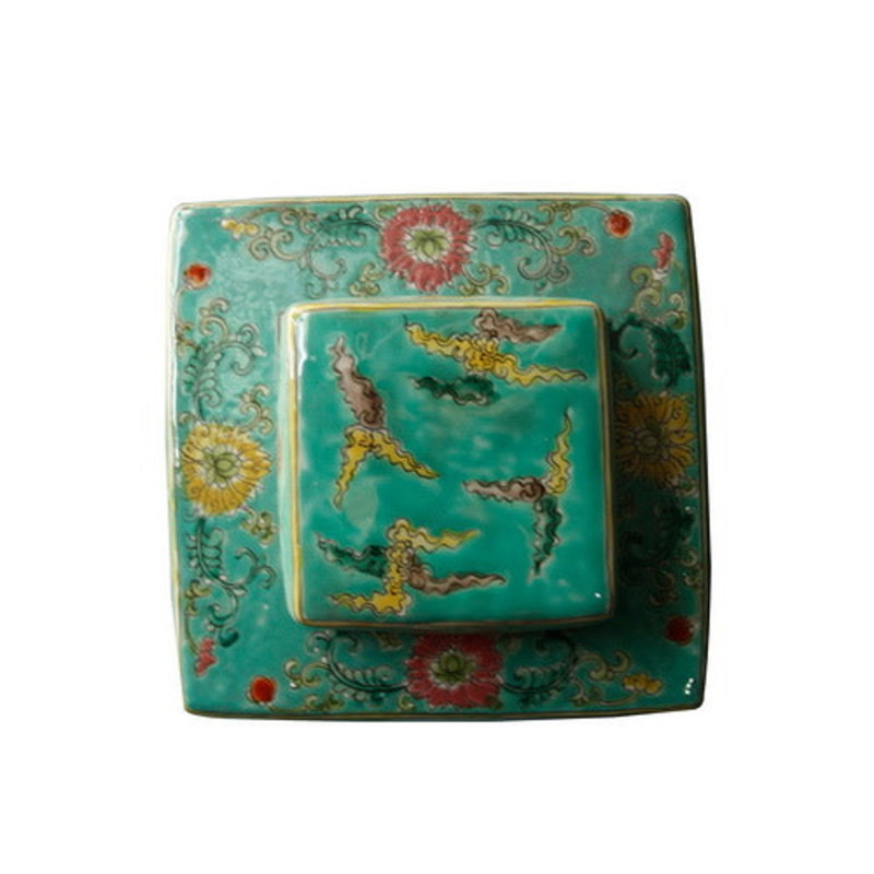 McAdoo Handmade Porcelain China Ginger Jar, Green