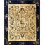 Tapis noir antique, ivoire, beige, crème, floral, chinois antique des années 1920