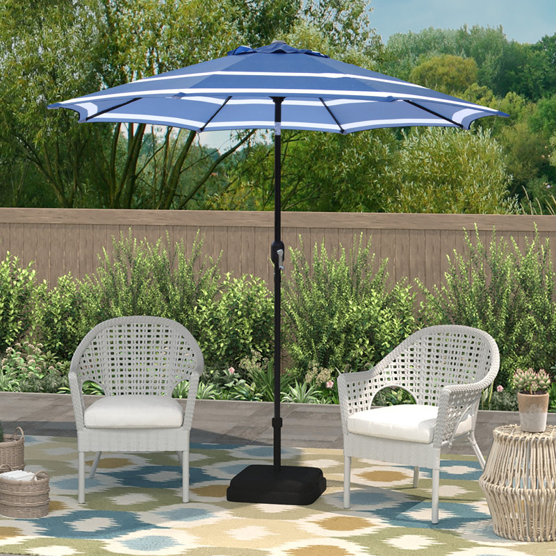 Stegall 108'' Tilt Market Umbrella, Navy Blue/White