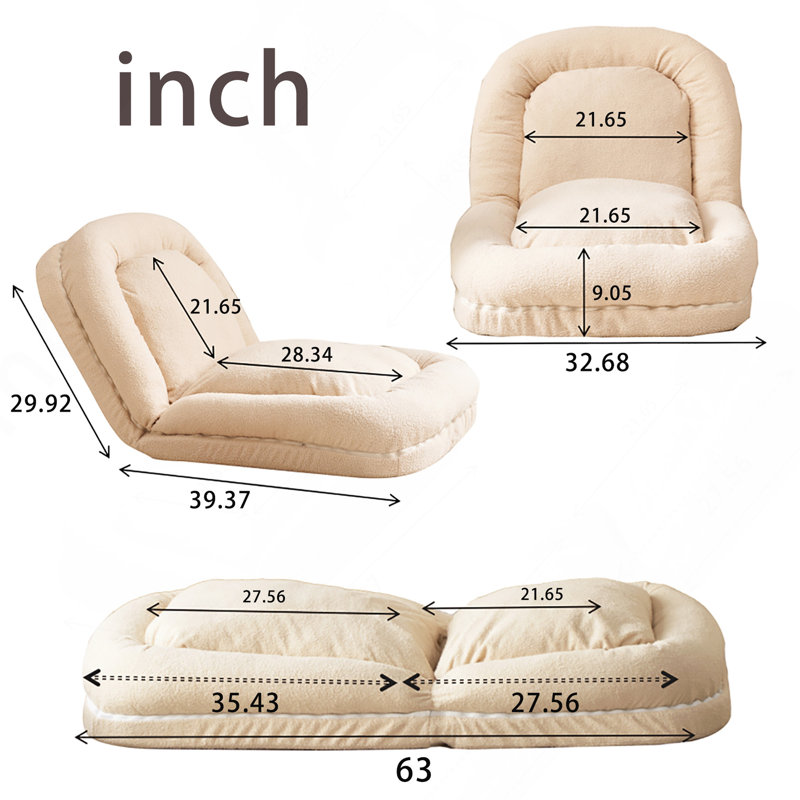 Versatile Triple Fold Down Sofa Bed For All Your Relaxing Needs, Beige Fabric