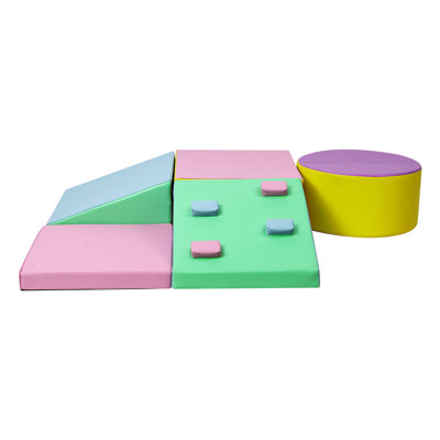 Blocs d'escalade en mousse pour tout-petits, ensemble de jeu d'intérieur souple avec 5 formes, équipement de jeu interactif léger pour grimper, ramper et glisser, idéal pour la maison, la garderie et la maternelle.