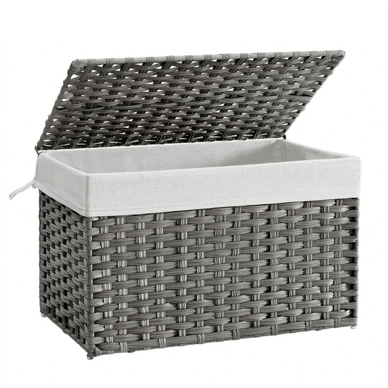 Metal Laundry Hamper with Handles, Grey