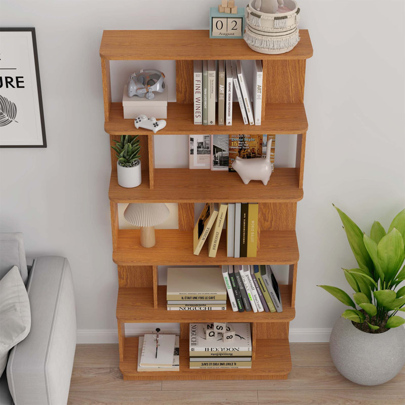 31.5" L X 64.56" H Free Combination Bookshelf Modern 5-Tier Open Storage Bookcase MDF Wood Display Shelving For Living Room Home Office Bedroom Decor Organizer, Media Storage Shelves