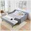 Lit de jour rembourré convertible avec dossier capitonné, canapé-lit polyvalent 3 en 1 avec lit gigogne escamotable et rangement latéral, parfait pour une vie compacte-129675720-129675724