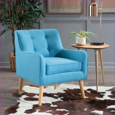 Fauteuil d'appoint en cuir reconstitué brun clair touffeté, fauteuil club compact pour petits espaces, adultes