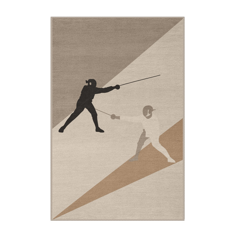 Tapis beige élégant et chic en tissu délavé à la machine Takengon, 5 x 7