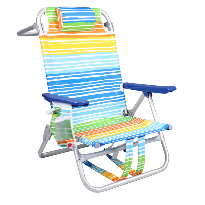 Chaises de plage Berget, chaise de camping pliante robuste, Bleu / orange / vert
