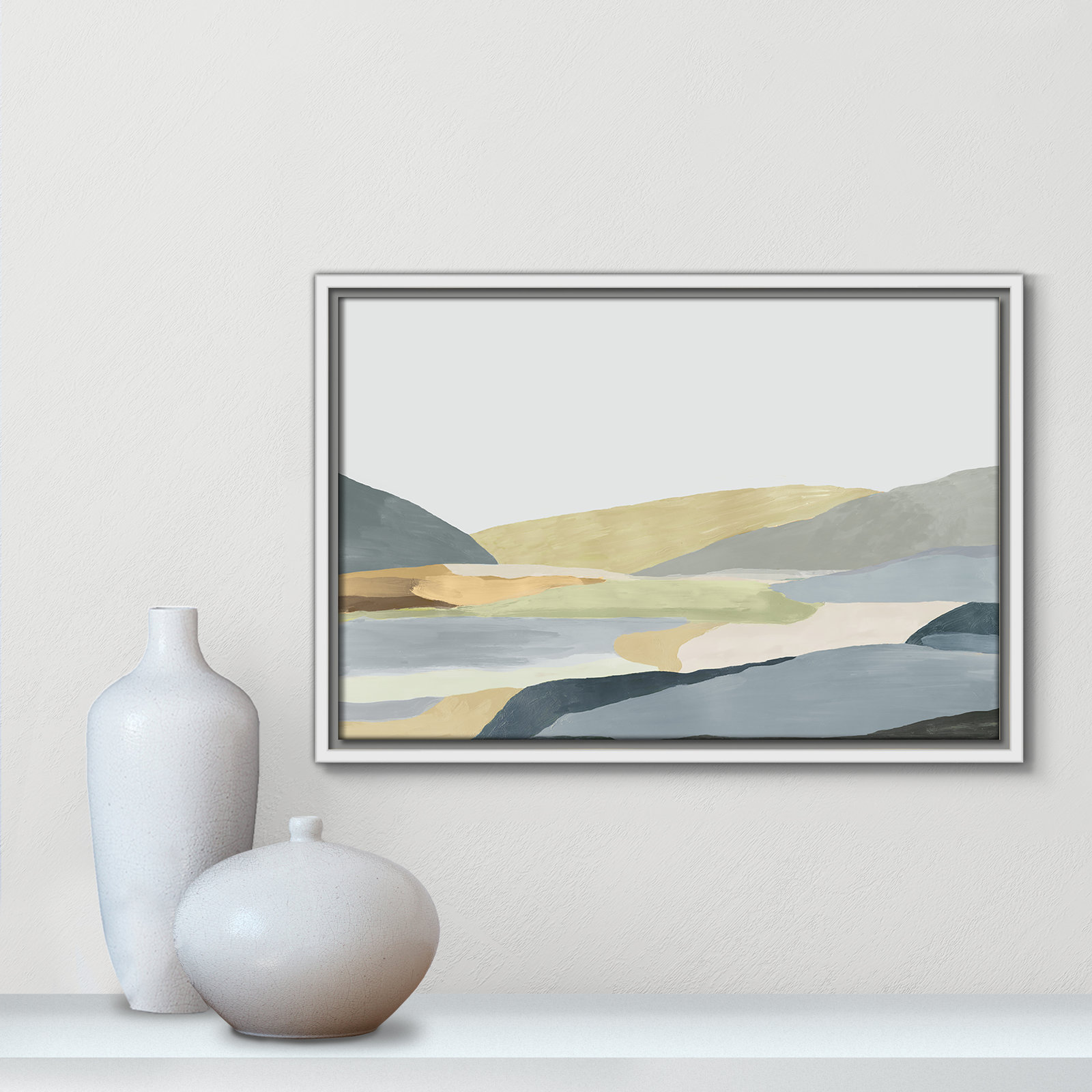 Blair "Warm Hills II" Painting, White Canvas, 13.5" H x 19.5" W x 2" D