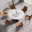 Table de salle à manger moderne 53 po - plateau en pierre frittée, base noire, peut accueillir 6 personnes, finition, pierre ronde 23,62 po, acier au carbone imperméable à l'huile,-1547504333-1547504335