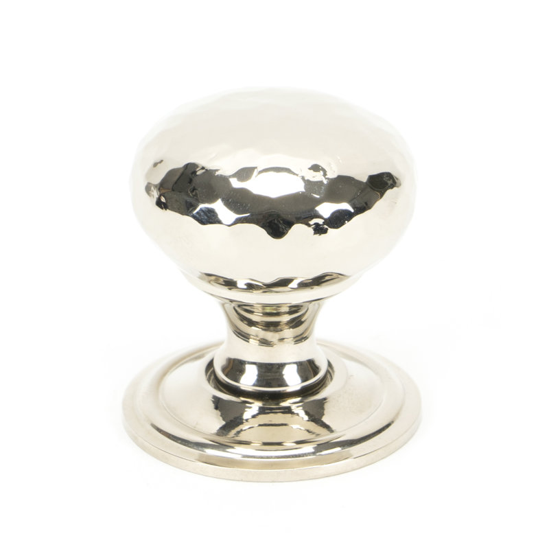 Hammered Mushroom 32mm Diameter Knob, Polished Nickel