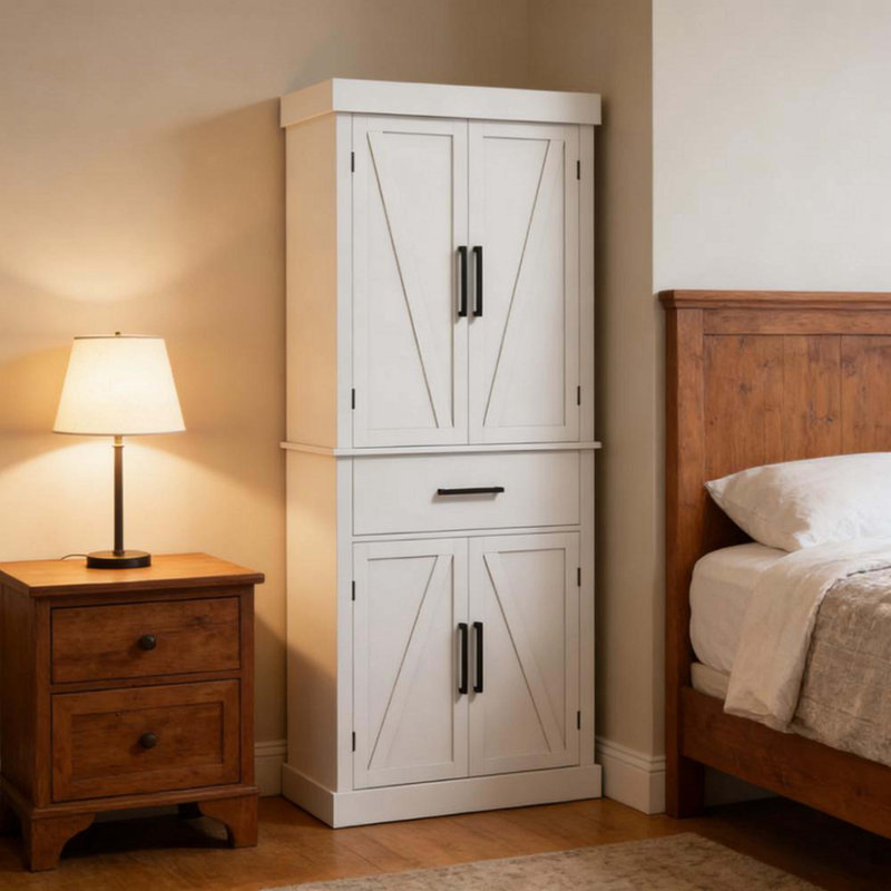 Kitchen Pantry Cabinet,Tall Kitchen Cabinet,With Drawer,5-Tier Shelf And Adjustable Shelves