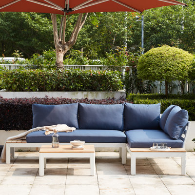 Teak 4 - Person Modular Patio Conversation Sets with Cushions