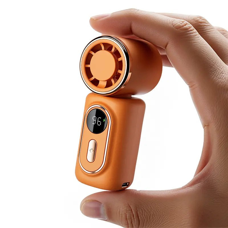 Mini ventilateur portatif à pince 3-en-1 rechargeable 3000 ko / 5 kbndieu avec débit d'air réglable 180, Orange