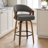 360° Swivel Mid-Century-Modern Walnut Bar Stool With Curved Upholstered Back(Set Of 3)-1736290974-1736290947