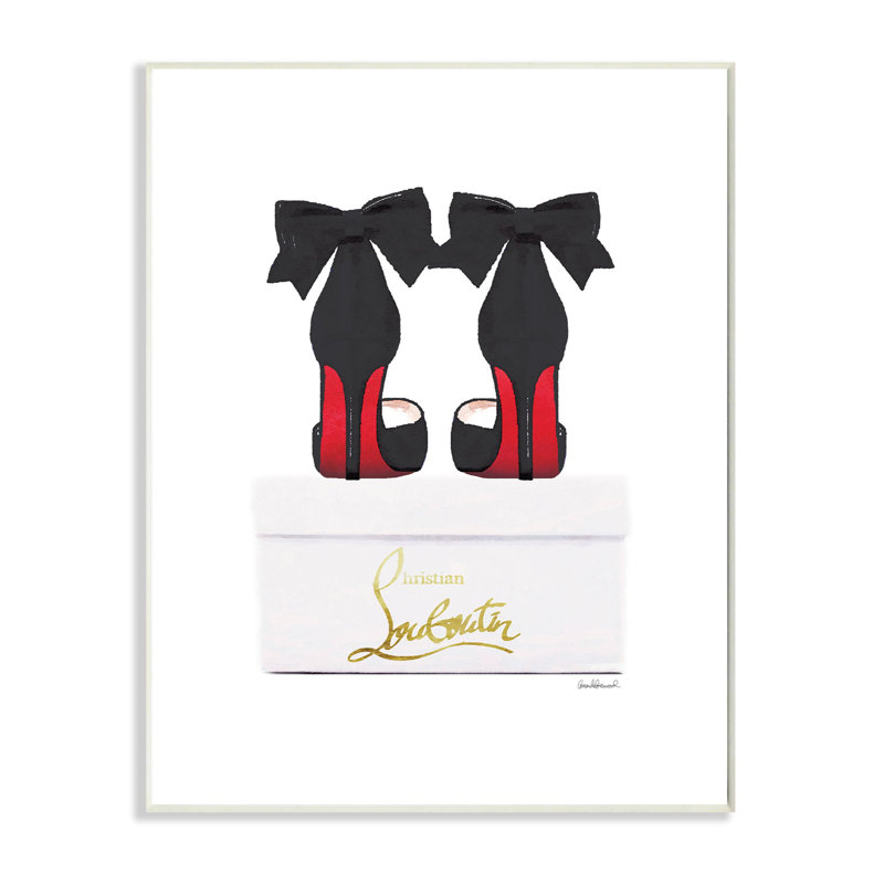 «Fashion Designer Black Shoes On Box», impression, H 19 po x l 13 po, Plaque murale