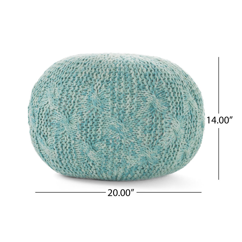 Pouf rond tricoté à la main Baltazar, tabouret d'appoint turquoise - Repose-pieds de coussin de sol multifonctionnel pour la décoration du salon