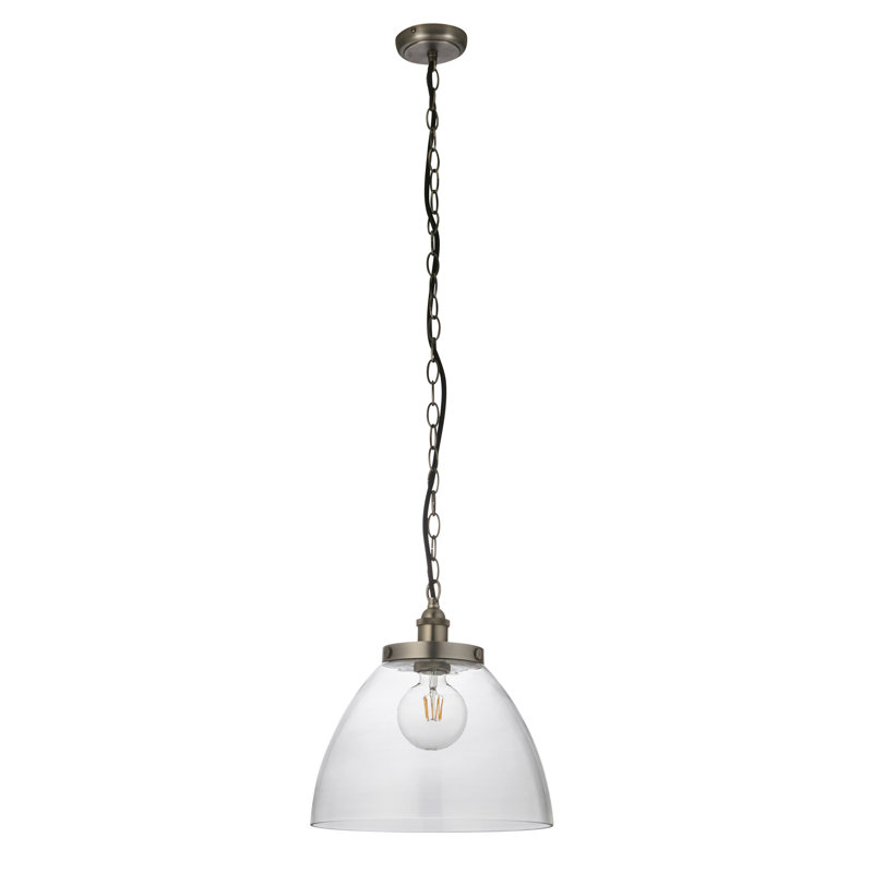 Anais 1 - Light Dome Pendant, Brushed silver paint & clear glass