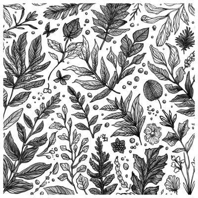 Coussins décoratifs à double face noir et blanc Botanical Illustration