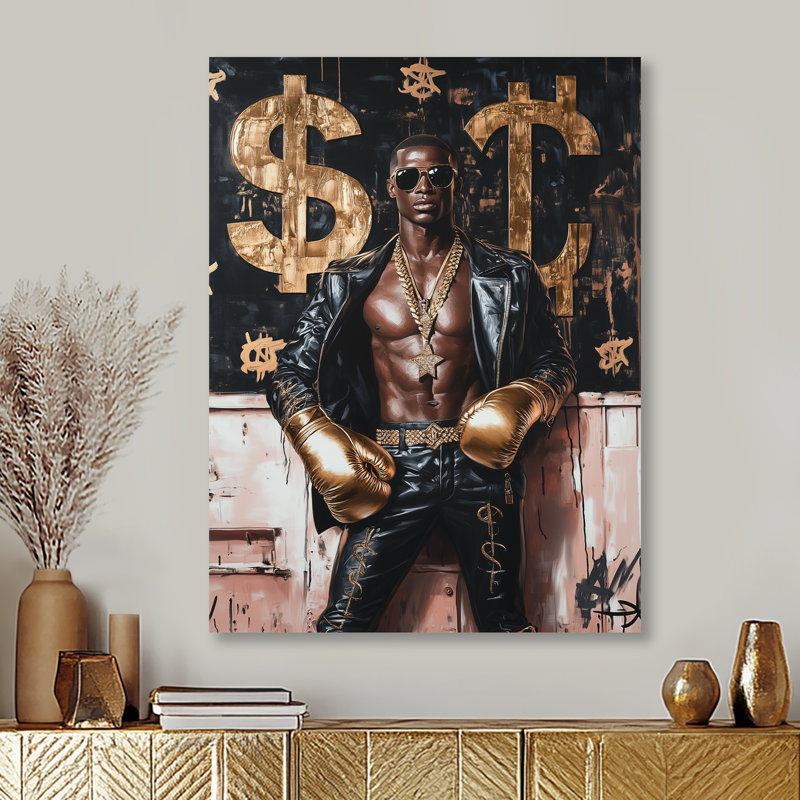 Décoration murale Boxer mâle foncé - Boss Man, Sans cadre, métal, H 32 po x l 16 po