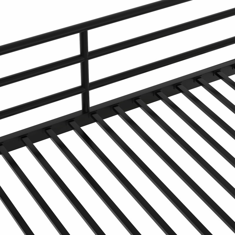 Metal Full Xl Over Queen Bunk, Enhances Bedroom Space, Black Safe Climbing With Non-Slip Steps,