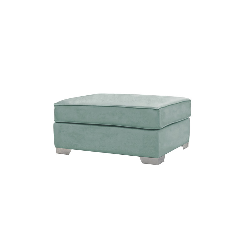 Quade 93cm Wide Velvet Rectangle No Pattern Standard Ottoman, Light Green