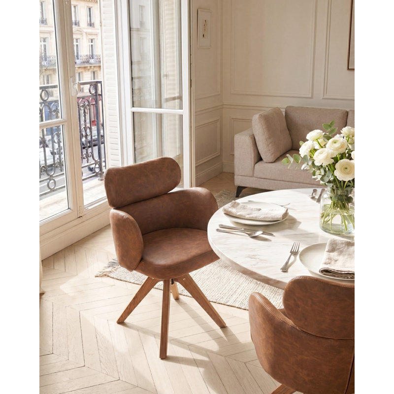 MARCY 49cm H Upholstered Armchair in Brown