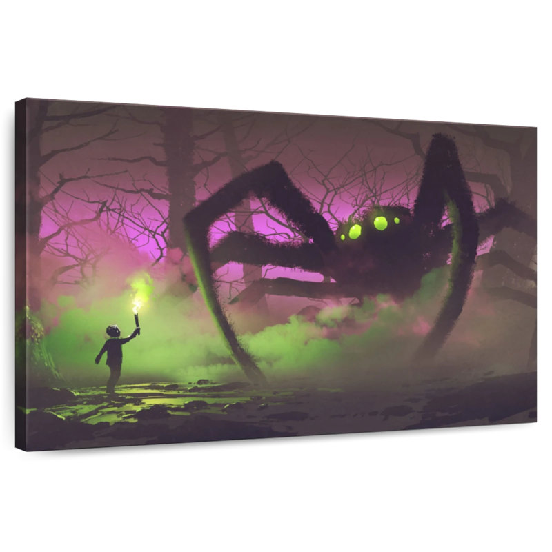 Boy And Giant Spider, 20" H x 30" W