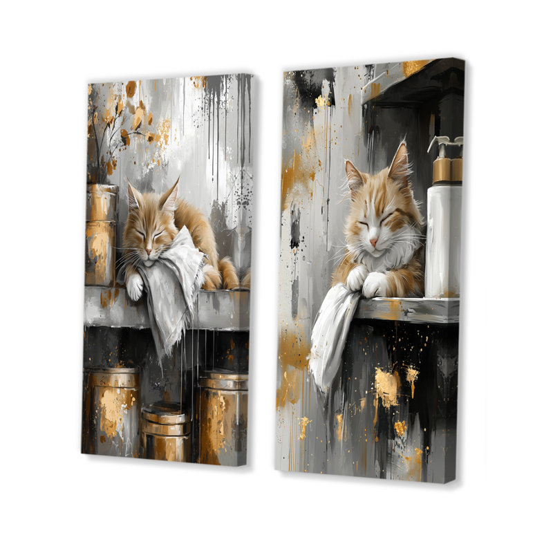 Ensemble de 2 pièces d'art mural gris clair, Toile tendue, H 28 po x l 24 po