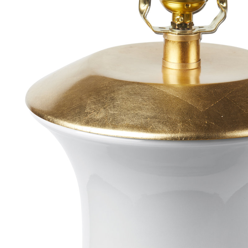 Thiri Lamp With Shade 17-Inch White Linen, With Gold, Coconut White