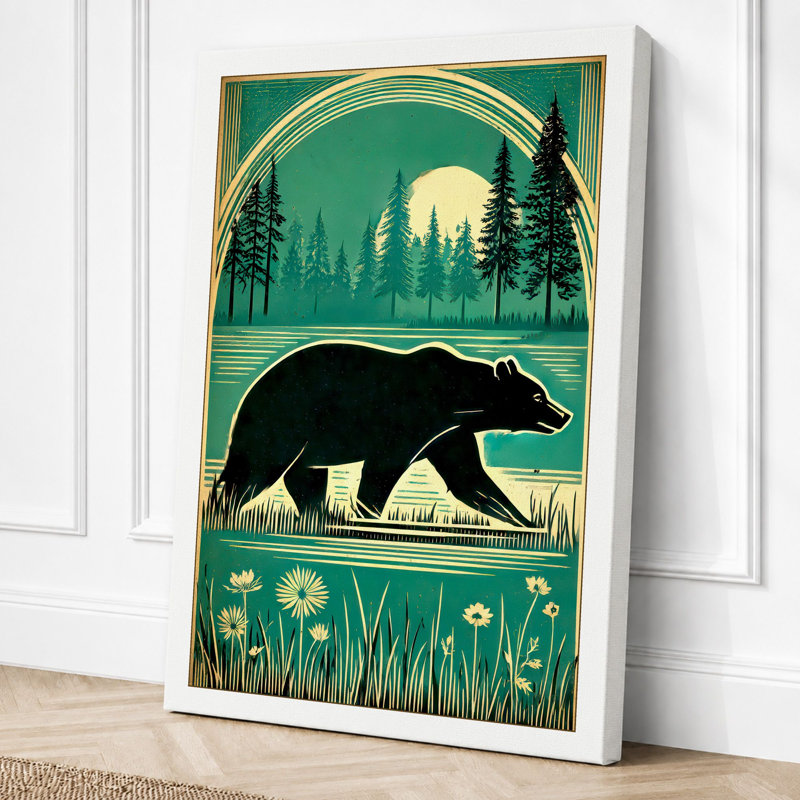 Bear In Golden Light Vintage - Print, 30x20 - 76.2 x 50.8 cm, White Border