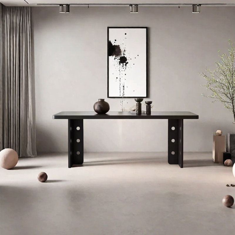 Ash wood rectangular dining table, 29.53"H x 70.87"L x 31.5"W, Black