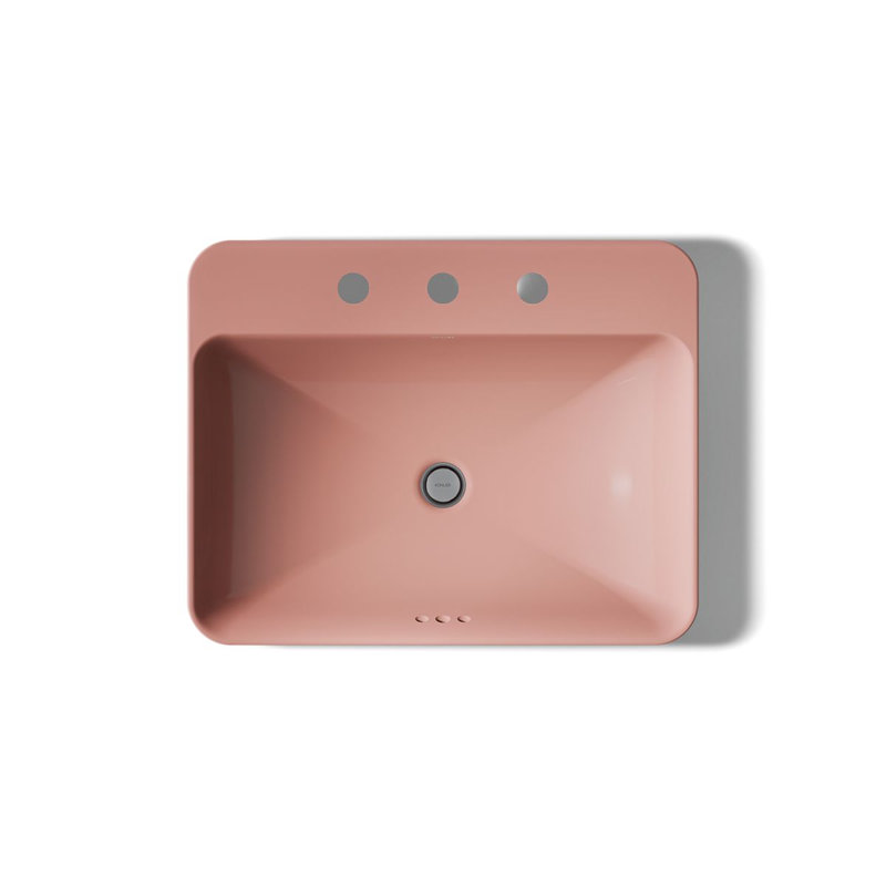 Vox Vitreous China Rectangular Vessel Bathroom Sink with Overflow, 3, Peach Blow