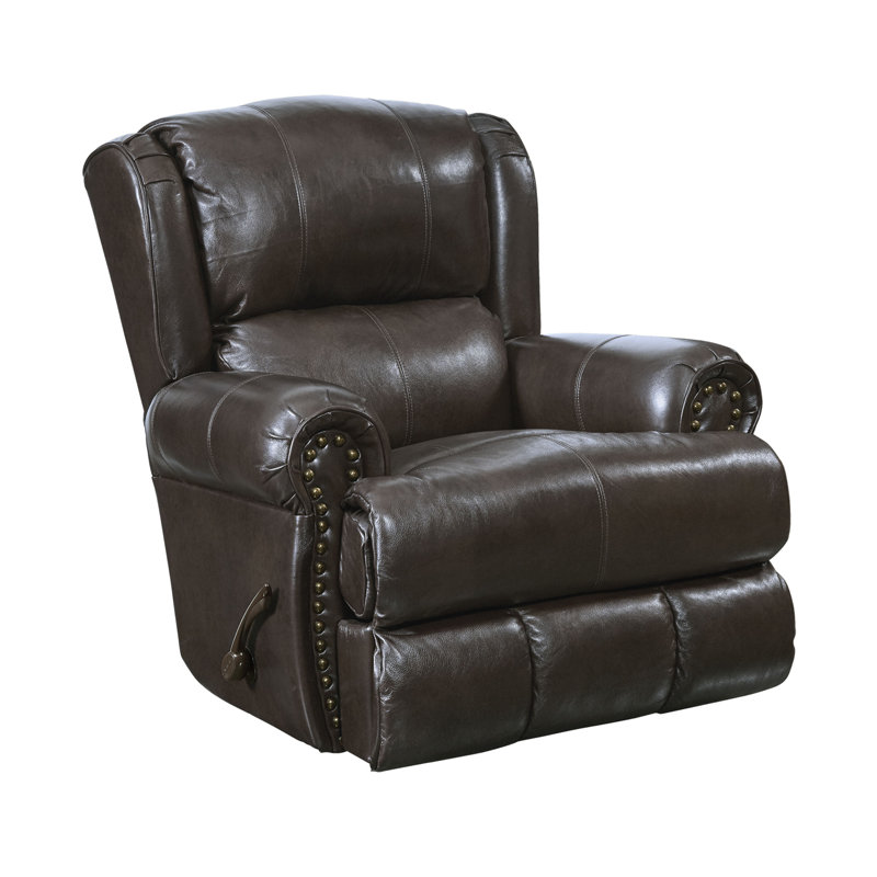 Woodville Top Grain Italian Leather Match Recliner with Pocketed Coil Seating, Manual, Chocolate Genuine Leather