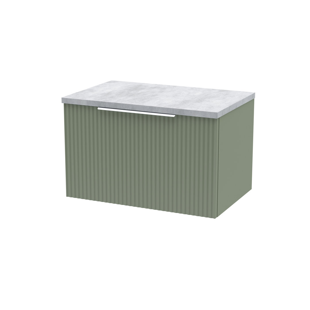 Fluted 600mm Wall Hung Single Vanity Unit with Worktop