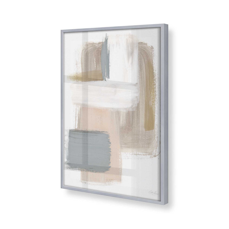 «Beige Ballet V1» sur papier, H 21,25 po x l 17,25 po, Cadre en chrome poli