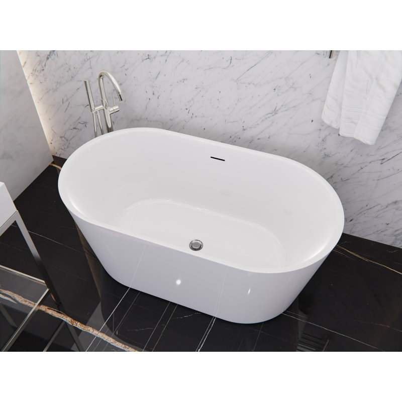 55.12" x 29.53" Freestanding Soaking Acrylic Bathtub