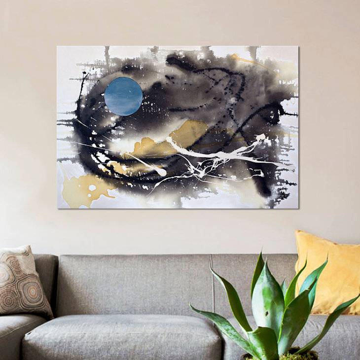« cosmique expanse », impression sur toile, H 18 po x l 26 po x P 1,5 po, Toile avec cadre noir, Pas de tapis