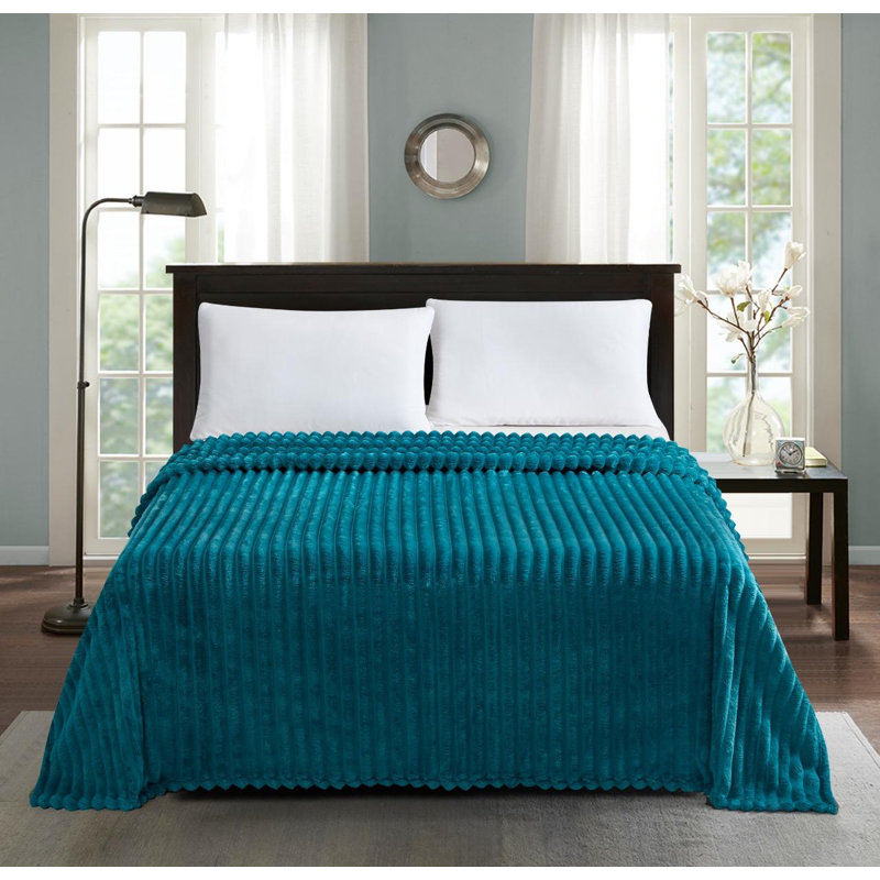 Machine Woven Throw Blanket, Teal, 240cm x 200cm