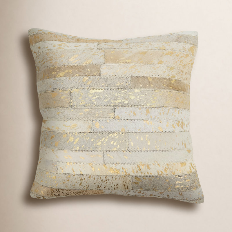 Posh Collection Patchwork Leather/Suede Throw Pillow, Down Blend