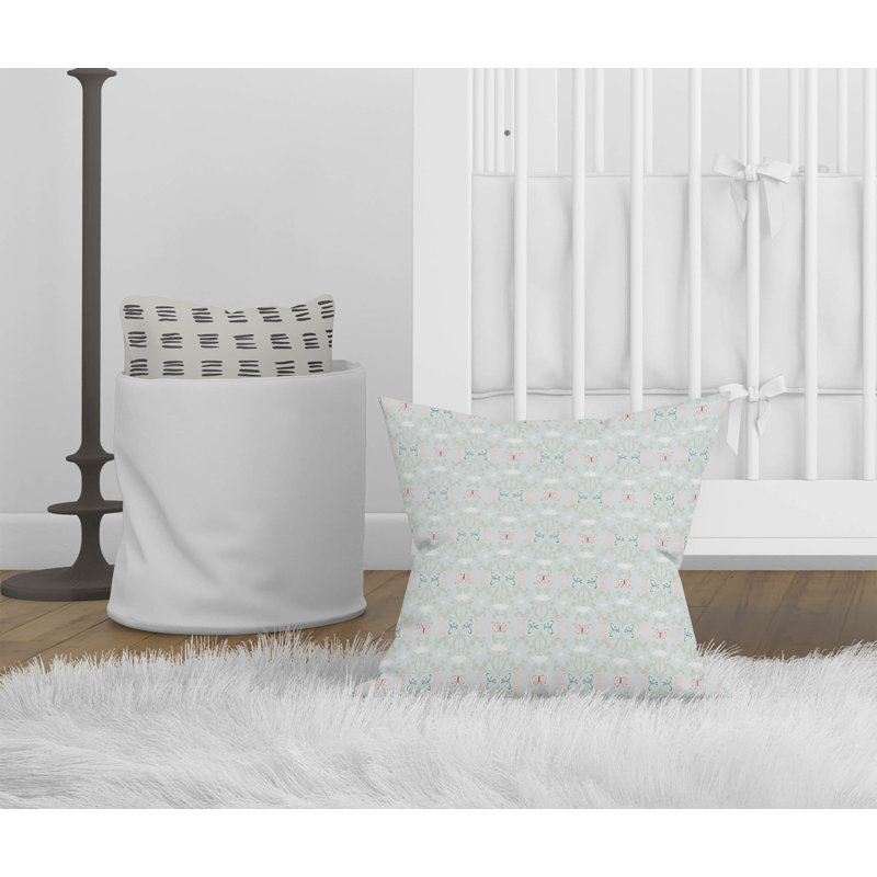 Bees & Butterflies Light Blue Pillow, 26" H x 26" W
