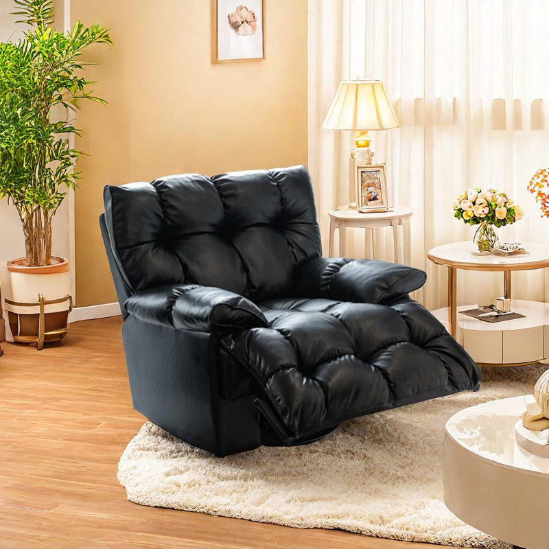 Fauteuil inclinable en cuir respirant avec pivotant sur 360 °, Noir