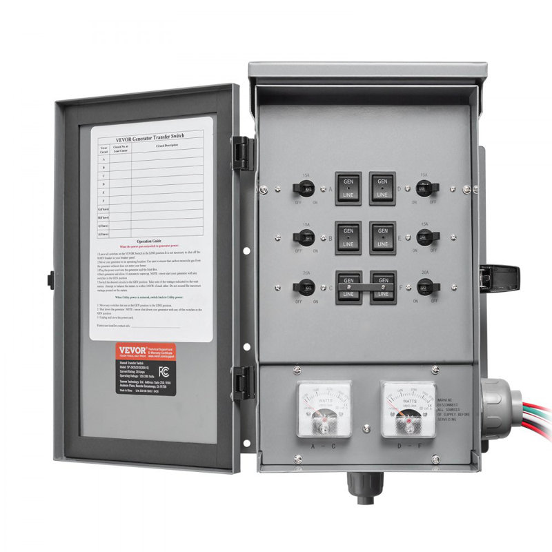 Manual Transfer Switch 30A Generator Transfer Switch Kit NEMA 3R 7500W 120/240V