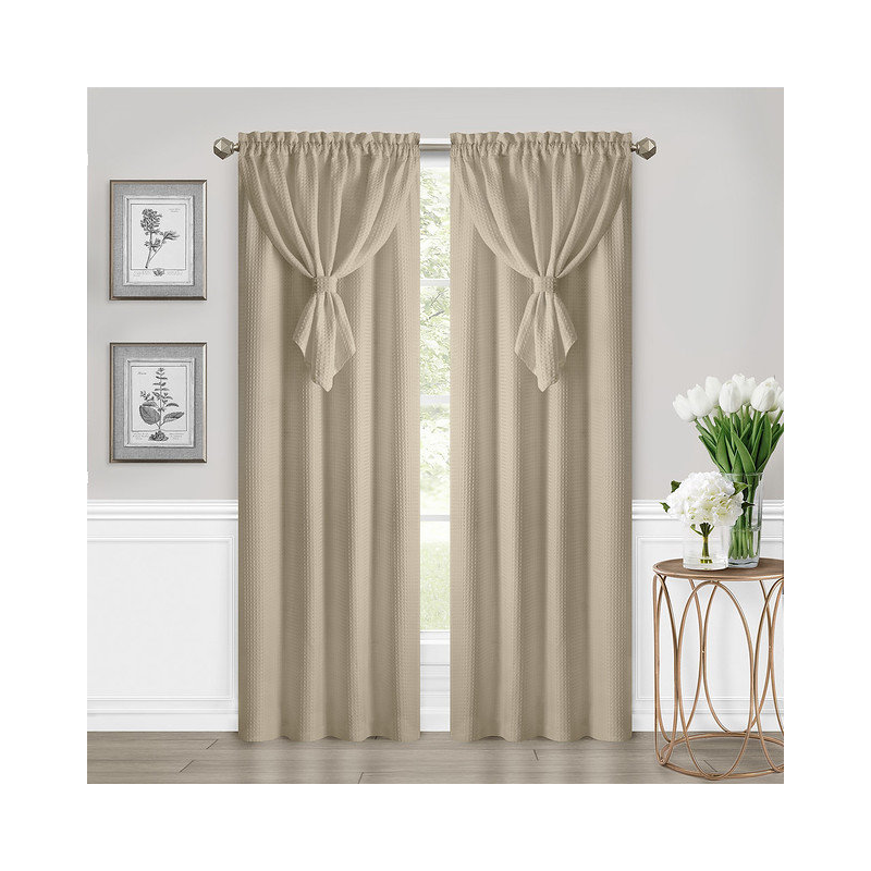 Bisrat Semi Sheer Curtain Single Panel, Gray, 42" W x 84" L