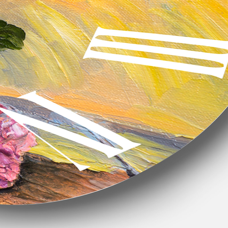 Nature morte aux fleurs roses - Horloge murale traditionnelle, Moyen