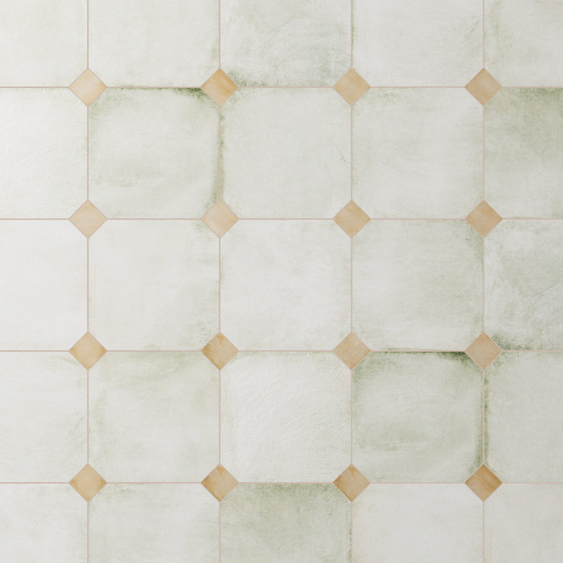Laverton Octagon W/Taco 7-7/8 In. X 7-7/8 In. Porcelain Floor And Wall Tile, Light Beige/Beige