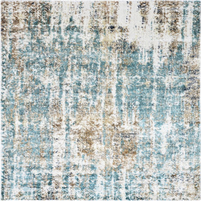 Tapis bleu/beige